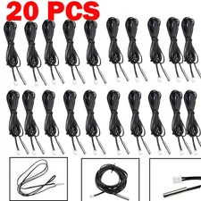 20PCS NTC Thermistor Temperature Sensor 10K 1% 3950 Waterproof Probe Cable 1m