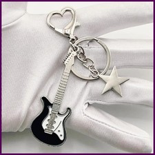 ZAKOL Y2k Guitar Love Heart Key Chain for Men Women Cool Pentagram Pendant