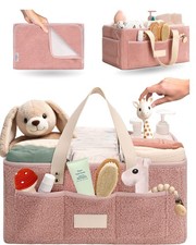 Baby Diaper Caddy Organizer with Portable Changing Mat - Teddy Fleece Diaper ...
