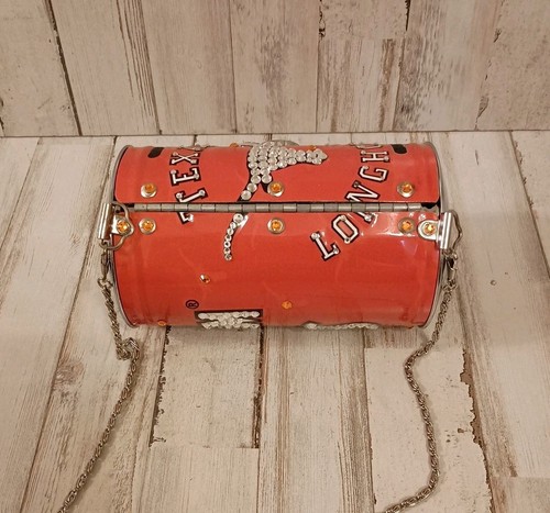 Texas Longhorns UT Little Earth Purse Metal Cylinder Crystal Embellished Handbag - Picture 4 of 14