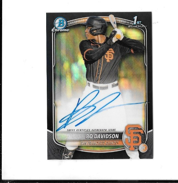 2025 Bowman Chrome Bo Davidson RC AUTO BLACK REFRACTOR #7/10 Bowman 1st