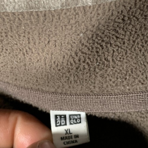 Uniqlo Jacket Mens XL Brown Plaid Fleece Full Zip Mock Neck Pockets Casual - Picture 5 of 11