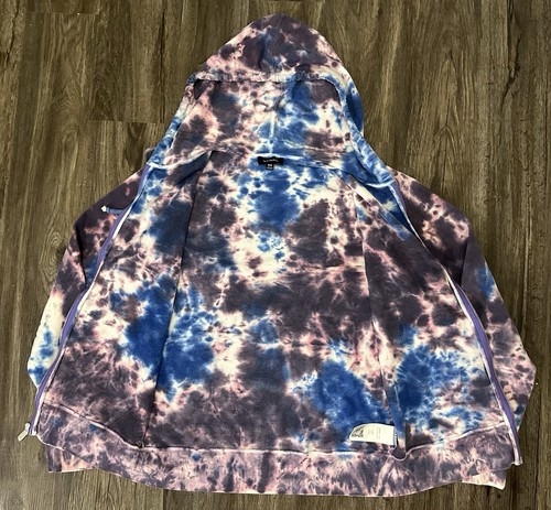 Chaqueta con Capucha de Colección Para Hombre True Religion Tie-Dye Azul/Púrpura Logo Cremallera Completa-Med - Imagen 10 de 11