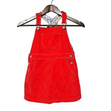 Mini Boden Corduroy Overall Dress Orange Adjustable Straps Pockets Size 5-6Y