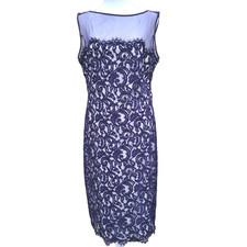 TADASHI SHOJI WOMEN'S LACE PURPLE KNEE LENGTH SLEEVELESS SIZE 12