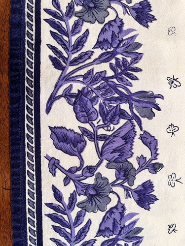 Williams Sonoma Cotton Tablecloth 70x108 +8 Napkins Blue Purple Butterflies! - Picture 3 of 11
