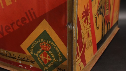 Antica Scatola Latta Pubblicità Art Déco Caffè Luigi Rossa Vercelli - Anni '30 - Picture 12 of 17