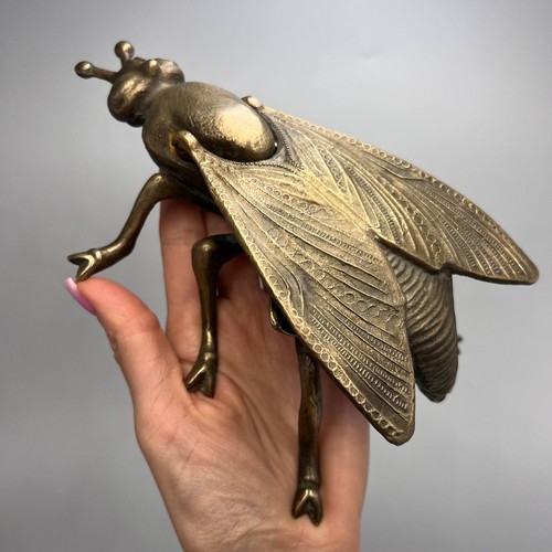 Heavy Vintage Ashtray Fly USSR Collectible Bronze Brass Figure Statue Marked Old - Picture 2 of 11