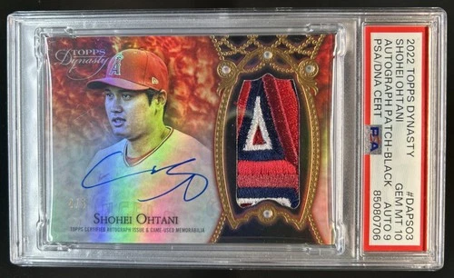 2022 Topps Dynasty Shohei Ohtani Patch Auto Black #/5 Angels PSA 10 GEM MINT 9