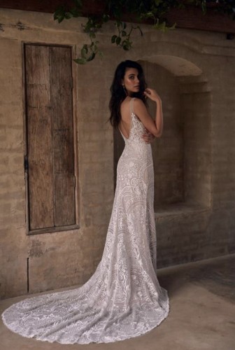 NWOT - Evie Young Jett Boho Style Wedding Dress Size 8 - Picture 3 of 6