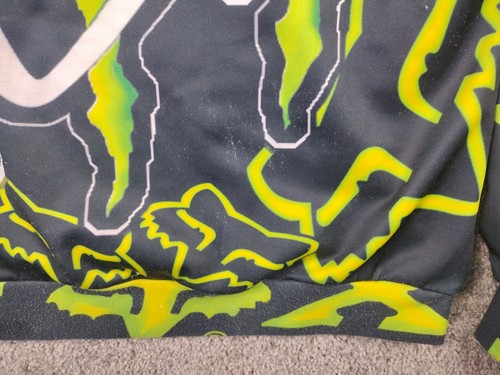 Felpa con cappuccio vintage Fox Racing x Monster Energy RARA stampa all over uomo grafica all over - Foto 18 di 23