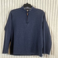 Mizzen Main Stanton Blue Long Sleeve 1/4 Zip Pullover Mens L
