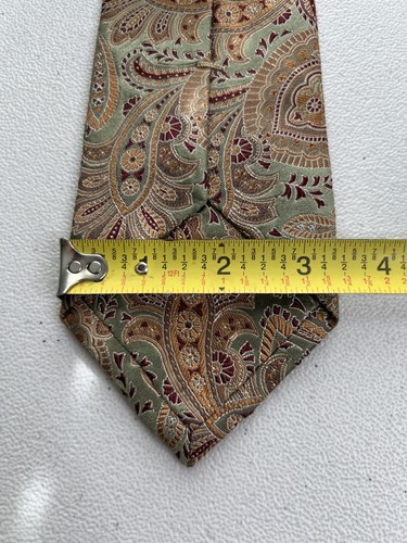 Jos. A. Bank Green, Brown Floral Pattern 100% Silk Handmade Tie NWOT - Picture 7 of 7