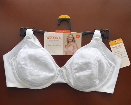 Warners Blissful Benefits weißer ungefütterter Schalen-BH mit Bügel Gr. 36D neu mit Etikett - Bild 1 von 8