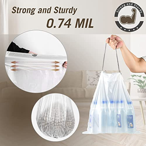 8 Gallon Trash Bags Drawstring, Strong Medium Kitchen Garbage Bag White Trash - Picture 5 of 6