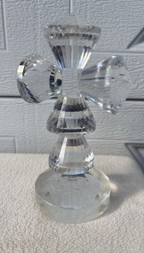 OLEG CASSINI 6” CRYSTAL CUT GLASS CROSS PAPER WEIGHT FIGURINE Unsigned - Picture 4 of 8