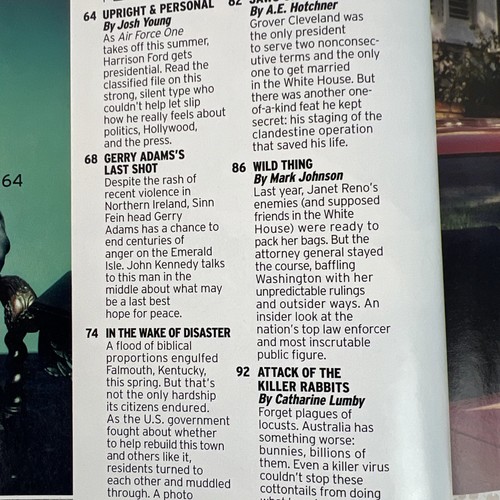 George Magazine August 1997 Harrison Ford Passion Issue Janet Reno Gerry Adams - Picture 4 of 18