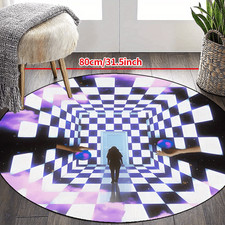 100cm 100cmModern Abstract Geometric Round Mat - Non-Slip, Machine Washable Poly