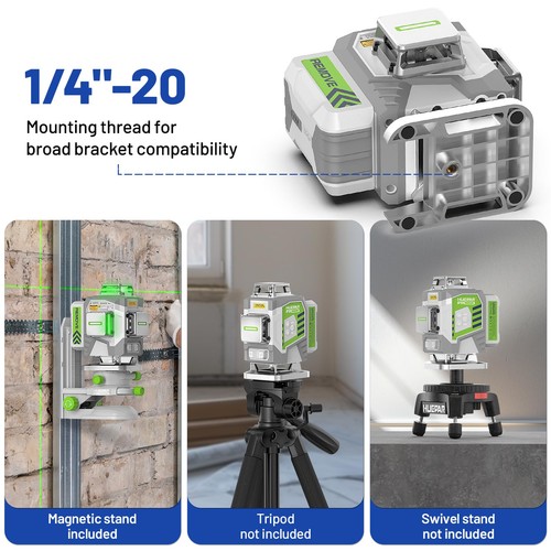 Laser Level 360 Self Leveling, 4x360°Green Cross Line Laser Tool with Remote ... - Picture 8 of 9