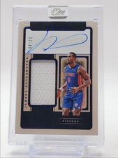 JALEN DUREN 2024-25 PANINI ONE AND ONE GAME USED PATCH BLUE AUTO /49 Q5498