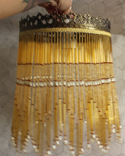 Colgante de techo estilo Art Deco gota de 10" con flecos de latón vintage con cuentas - Imagen 8 de 12