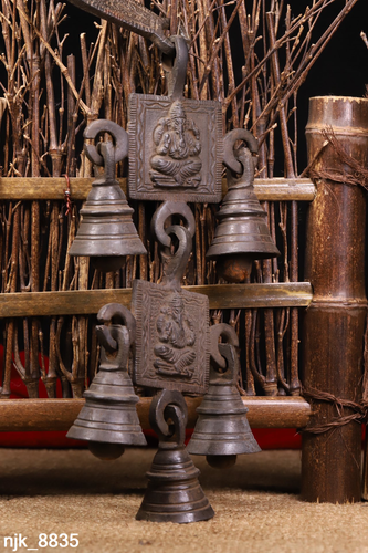 Tibetan religion Copper tire Handmade Chiseling Elephant trunk Mammon Wind chime - Picture 5 of 9