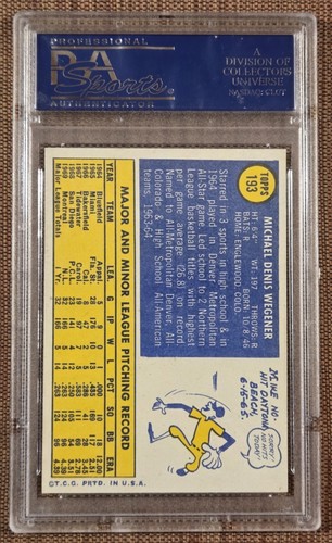 Tarjeta de béisbol original 1970 Topps #193 Mike Wegener Montreal Expos PSA 7 casi nueva - Imagen 2 de 3