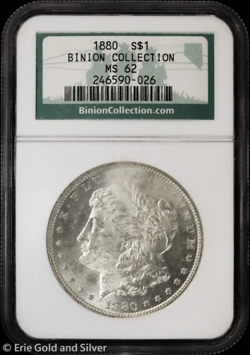 1880-P $1 Morgan Silver Dollar NGC MS 62 | Binion Collection Uncirculated UNC