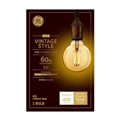 GE+Lighting+42183+LED+Vintage+Light+Bulb%2c+G30%2c+Warm+White%2c+Amber+Bulb%2c+4 - Picture 1 of 1