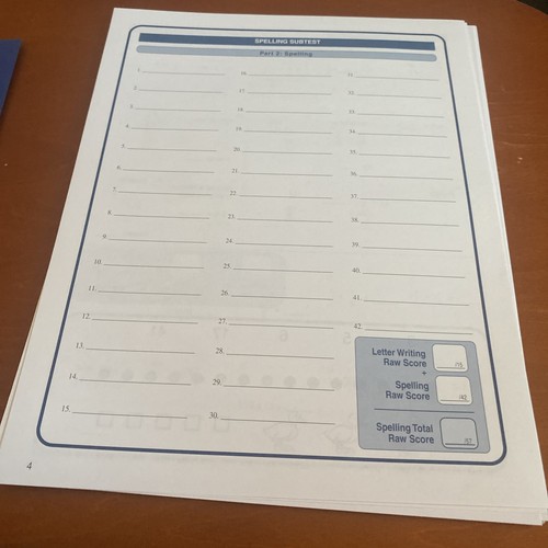 WRAT 4 Wide Range Achievement Test Blue Response Form - Imagen 2 de 3