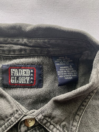 Faded Glory Mens Grey Full button short sleeve shirt size L - Picture 4 of 7