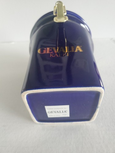 Pair of Gevalia Kaffe Coffee Canister Locking Seal White & Cobalt Blue Gold Trim - Picture 15 of 20