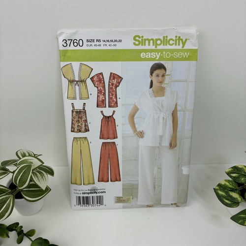 Pants Top Kimono Top Size 14-22 Pattern 3760 Uncut Vtg Y2K Easy to Sew  - Picture 1 of 2