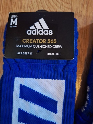 Lot 2 Adidas Creator 365 Max Cushioned Basketball Crew Blue Medium Mens Socks - Picture 5 of 7