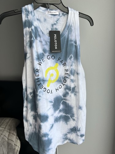 Peloton Women’s Tank Top Size Small Racer Back Tie Dye Blue NWT - Picture 1 of 7
