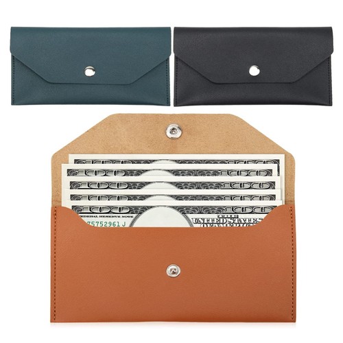 Waterproof Cash Envelope Wallet PU Leather Money Binder Organizer Male Female - Picture 2 of 17