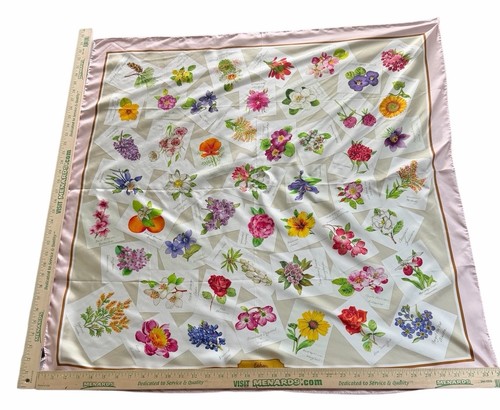 NWT ECHO Bloomingdale’s 100% Silk Flower Scarf America In Bloom 34x34” New W/tag - Picture 2 of 10