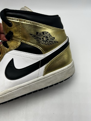 Nike Sneakers Mens 12 Jordan 1 Mid SE Metallic Gold 2020 Lots Of Wear Read - Picture 4 of 13