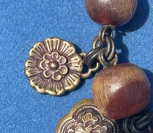 Vintage Stephen Dweck Bronze und gedrechselte Holz Perlenkette - Bild 7 von 14