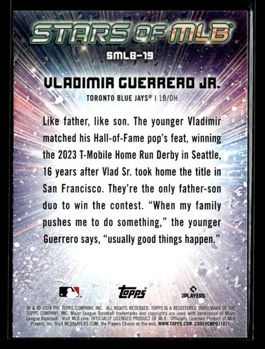 Vladimir Guerrero Jr. 2024 Topps #SMLB-19 Stars of MLB - Picture 2 of 2