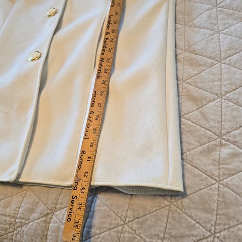 Dennis Basso Faux Suede Fur Coat Womens L Winter White Classic Career Holiday - Picture 11 of 11