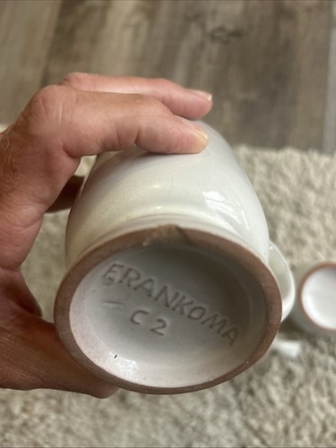 Lot Of 5 Vintage White Glazed Frankoma Pottery C2 Pedestal Coffee Tea Cups 4” T - Picture 6 of 15