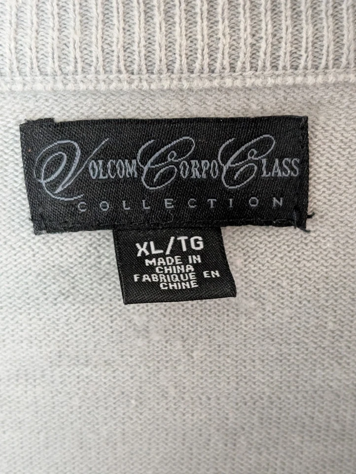 Volcom Corpo Class Collection Sweater XL Gray Black Striped V-Neck Pullover - Image 2 of 4