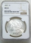 1897 P Morgan Silver Dollar NGC MS61 Frosty PQ Just Graded New Holder #P280F
