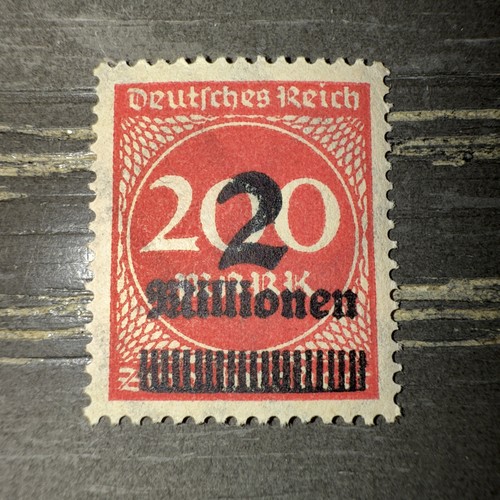 RARE 1923 Deutsches Reich German Empire Overprint 2 Millionen Over 200 Stamp MNH - Picture 1 of 2