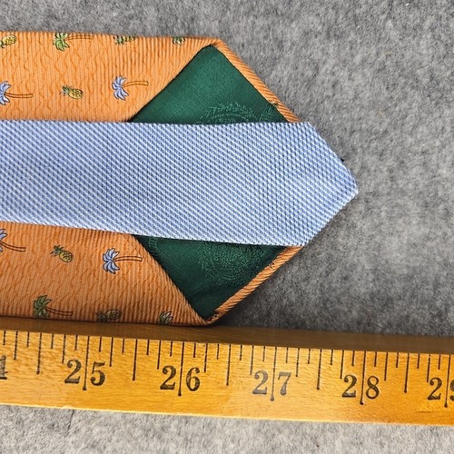 TOMMY HILFIGER Men's Tie Palm Trees Pineapple Peach EUC ITALY/USA - Picture 5 of 6