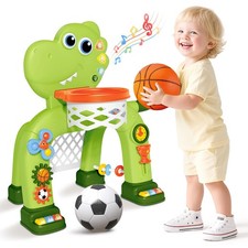 Toddler Basketball Hoop  Soccer Goal Toy,Dinosaur Toys with Light  Music,Mu...