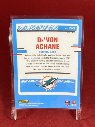 DE’VON ACHANE RC SP 2023 Optic NFLRATED ROOKIE PURPLE SHOCK Card #269 DOLPHINS - Bild 8 von 12