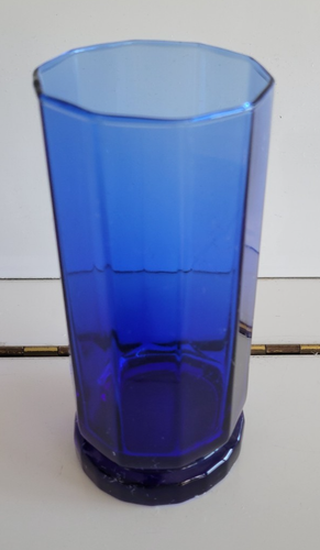 1 ANCHOR HOCKING COBALT BLUE 10 PANEL HIGHBALL TUMBLER 6.25 INCH HOLDS 16 OZS - Picture 1 of 5