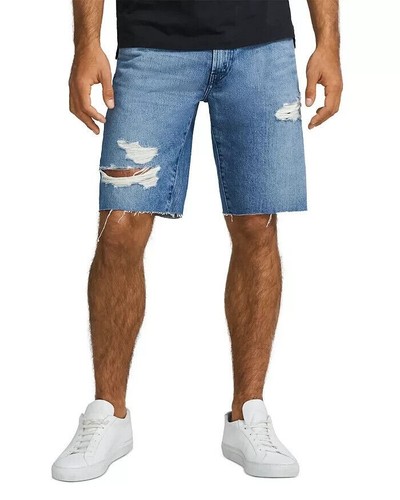 Pantalones Cortos Para Hombre Marca J Calce Relajado Eli Denim Desgastados Corte en Puntero Azul-28 - Imagen 9 de 9